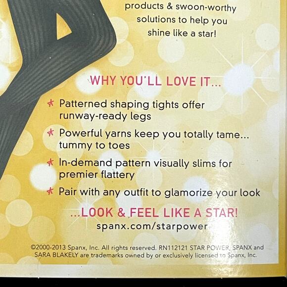 Star Power Spanx Center Stage Patterned Shaping Tights Ribbed Row Bkdrop Black E - Picture 7 of 7
